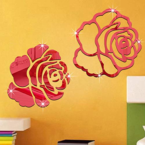 Rongweiwang Wallpaper Rose 3D Specchio Muro