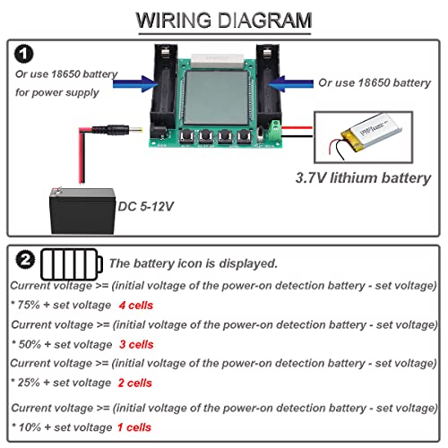 Youmile 18650 Lithium Batterie Kapazitätstester XH M239 Kapazitätstester Modul Hohe Genauigkeit MAh MWh digitale Messung DC 5-12V Digitalanzeige mit DC Steckerkabel rotes und schwarzes Kabel