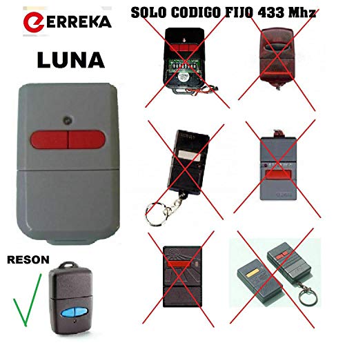 Télécommande de garage Erreka Kuma code fixe 433MHz bip portail 2 canaux de remplacement