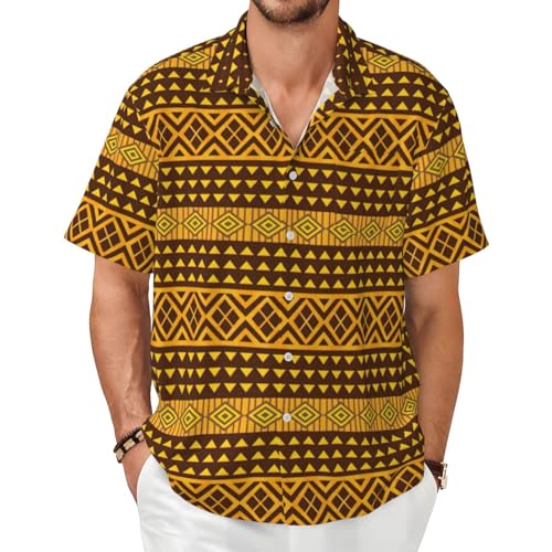 Chemise hawaïenne manches courtes pour homme au design géométrique