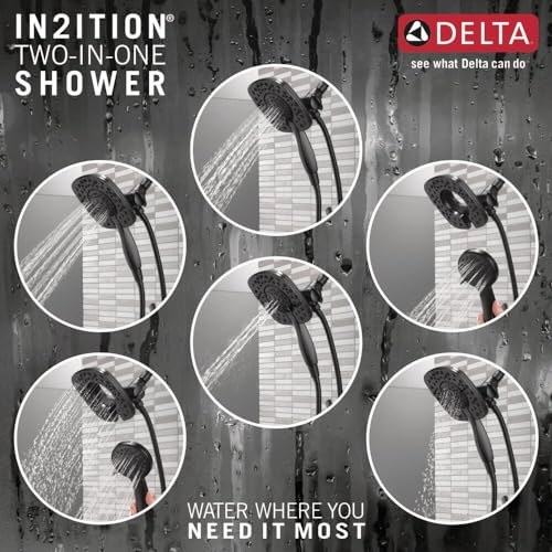 Delta Ashlyn 17 Series Matte Black Dual-Function Shower Faucet Set with In2ition 2-in-1 Dual Shower Head with HandHeld Spray Combo, Valve Trim Kit, Matte Black T17464-BL-I (Valve Not Included) - image 3