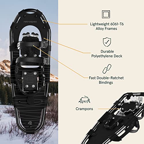 Image of Retrospec Drifter 25 /30 Inch Snowshoes & Trekking Poles Bundle for Men & Women, Durable All Terrain with Fully Adjustable Binding and Carry Bag with Lightweight Aluminum Hiking & Walking Sticks