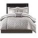 Madison Park Biloxi Jacquard Comforter Set - Modern Geometric Design, All Season Down Alternative Cozy Bedding with Matching, Shams, Decorative Pillow, Queen(90