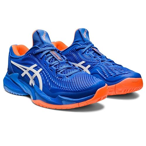 Tenis ASICS Court FF 3 Novak All Court Masculino Azul Branco e Laranja Modelo 2023 (br_footwear_size