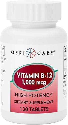 Miniatura 8 de GeriCare Tabletas de vitamina B-12 de 500 mcg, suplemento dietético premium para aumentar la energía, apoyar la salud cerebral y mantener un sistema