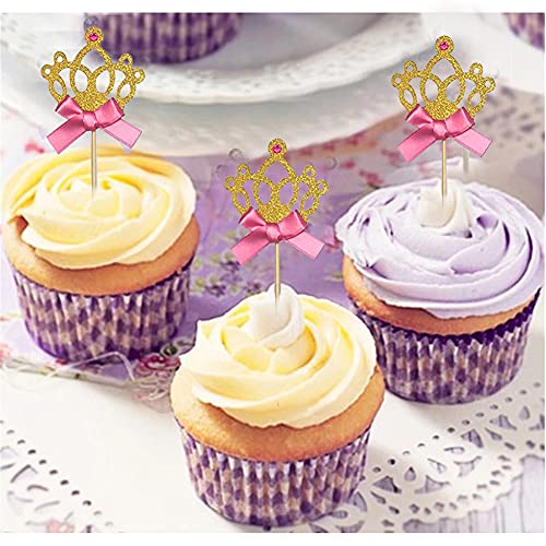 Lebery 30Pcs Gold Glitter Crown Cupcake Toppers Glitter Princess Cupcake Toppers Crown Cake Picks Tiara Cake Cupcake Toppers Crown Cake Cupcake Decoration For Wedding Birthday Baby Shower Party Decor #TOP2