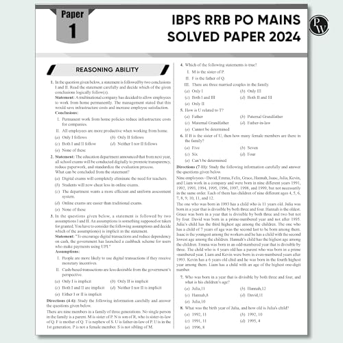Image of PW 20 Yearwise IBPS RRB PO & Clerk Prelims & Mains Previous Years' Solved Papers PYQ (2024-2020) For Exams 2025-26 | Officers Scale-l & Office Assistants | 10 Online Mock Tests
