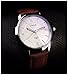 LinTimes Fashion Elegant Mens Watch Quartz Analog Business Leisure Wristwatch Brown Band White Dial