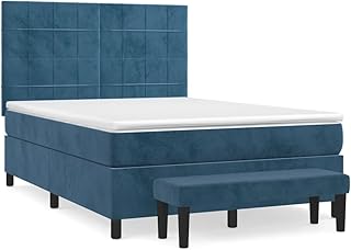 Kangmusi 3137849 - Cama con somier con colchón (140 x 200 cm, terciopelo), color azul oscuro