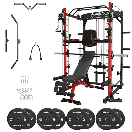 Mikolo 2000LB Multifunctional Power Cage Squat Rack with Cable Cr...