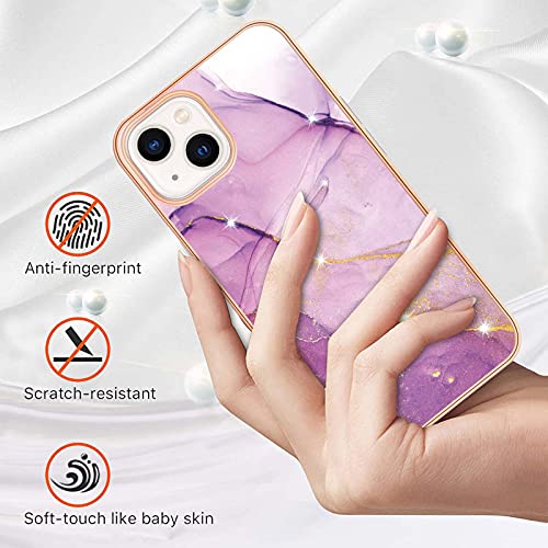 IMIRST Basic Case Compatiable with iPhone 13 IMD Soft TPU Silicone Bumper Matte Marble Scratch-Resistant Slim Protective Phone Case Back Cover for Apple iPhone 13,YBI Light Purple - Image 2