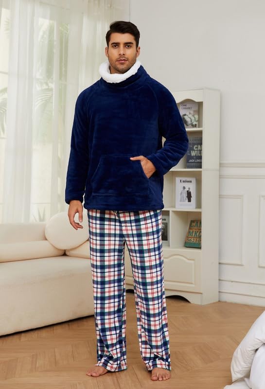 Miniatura 3 de U2SKIIN Pijamas a juego para parejas, juego de pijamas de felpa ultra suave, pijamas de felpa para invierno, ropa de dormir acogedora y cálida