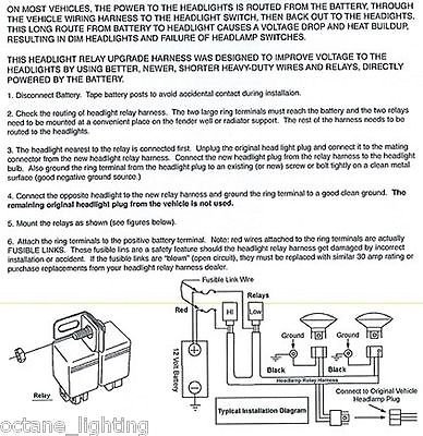 OCTANE LIGHTING Ceramic H4 7" Headlight 2 Headlamp Light Bulb Socket Plug Relay Wiring Harness