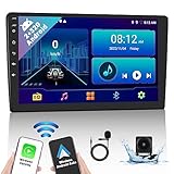 2+32GB Android Radio de Coche 2 DIN Carplay Wireless Android Auto Radio 9 Pulgadas 2 DIN con Pantalla GPS BT WiFi FM RDS USB Cámara de Seguridad