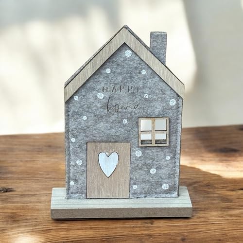 'Happy Home' freistehendes dekoratives Filzhaus (16 x 12 x 4 cm)