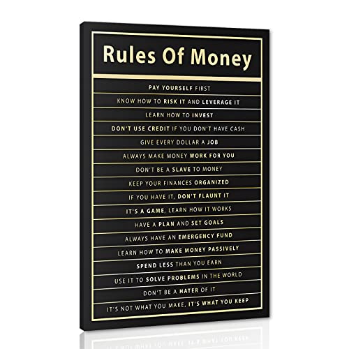 Rules Of Money Motivational Wall Art Canvas Print Office Decor