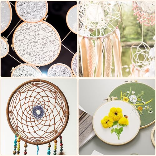 Image of Caydo 12 Pieces 8 Inch Plastic Round Embroidery Hoops, Circle Cross Stitch Hoop Ring for Punch Needle and Art Craft Handy Sewing