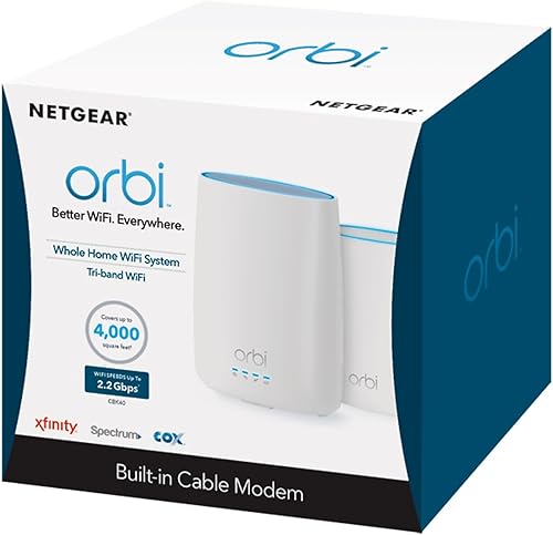 Miniatura 6 de NETGEAR Orbi Sistema WiFi integrado para todo el hogar con módem de cable todo en uno y enrutador WiFi y extensor de satélite único con velocidades