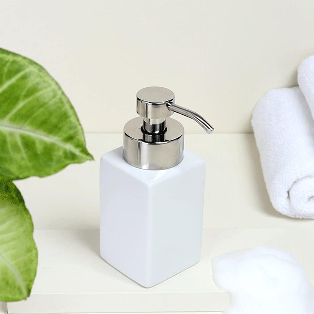 ソープディスペンサー 手動ソープディスペンサー セラミックフォーム（ホワイト） 泡液体 バスルーム・キッチン用 新しい家庭の必需品