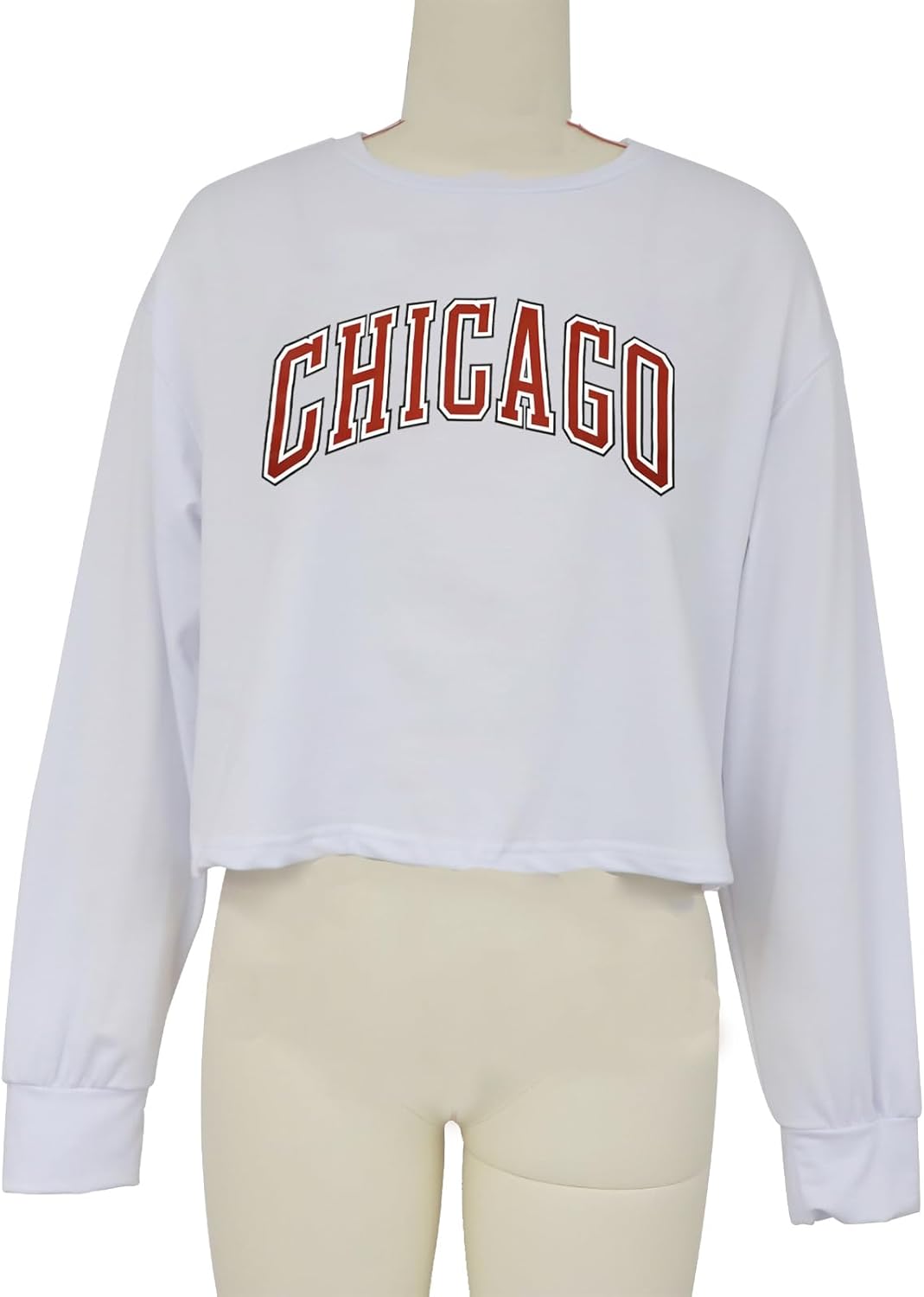 Sumtory Women Long Sleeve Crew Neck Sweat Shirts Loose Fit Letter Print Pullovers Crop Tee Tops - Image 2