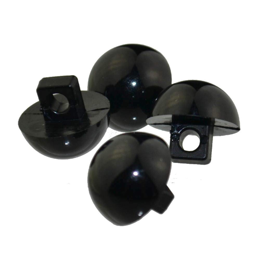 Black Acrylic Dome Half Ball Shank Buttons 10mm and 11.5mm (100, 11.5mm)