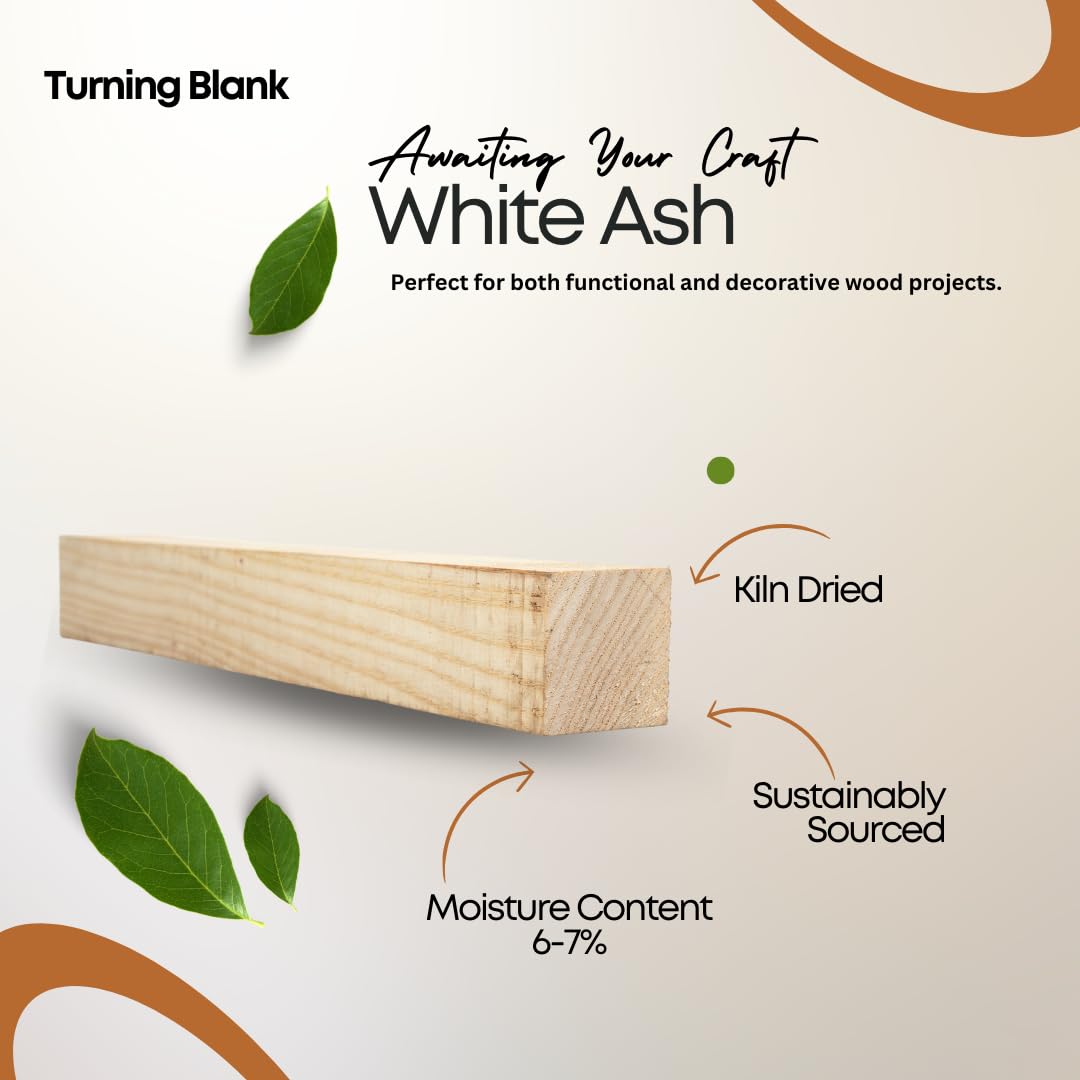Exotic Wood Zone White Ash Turning Blank (4 pcs), Kiln Dried Hardwood for Woodworking, Woodturning, Lathe Projects, Sustainable Wood for Woodcraft & DIY Projects (2" x 2" x 18")