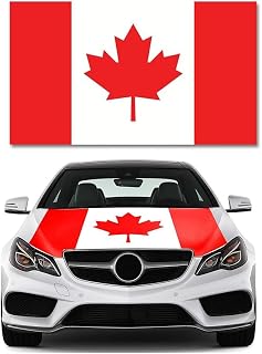 Canada Flag Car Hood Cover, 63"x47" Elastic Fabrics Vehicle Country Flag Bonnet Banner, Weatherproof Automotive Exterior Decoration Accessories, Universal for SUV Pickup Trucks