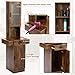 RESHABLE Salon Station for Hair Stylist,Hair Styling Storage Cabinet with Glass Door,Tool Dryer Holders, Salon Beauty Spa Barber Hair Staion,Rustic Brown