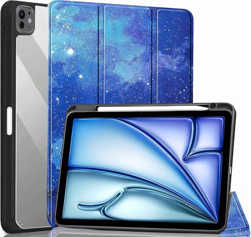 Image of ProElite Case for iPad Air 11 Inch M4 /M3 /M2 2026 /2025 /2024, iPad Air 10.9 inch 5th /4th Gen & iPad Pro 11 inch 4th /3rd Gen 2022 case Cover, Transparent Smart Flip Cover with Pencil Holder, Stars