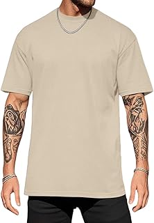 Men's Fashion Oversized T-Shirts Short Sleeve Basic Cotton Crew Neck Loose Fit Athletic Tees Tops