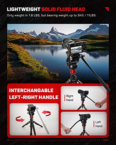 Image of IFOOTAGE Video Fluid Head, Video Tripod Head for Photography, Aluminum Fluid Drag Pan Head, Lightweight Tripod Head with Quick Release Plate, for DSLR Camera, Camcorder, Monopod & Tripod, Komodo K5S