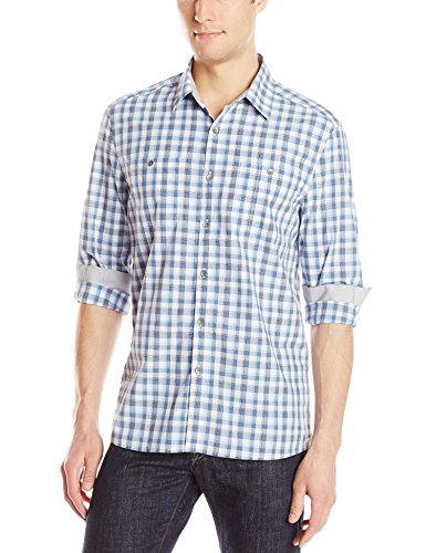 Kenneth Cole Men's Long-Sleeve Two-Pocket Ombre Plaid Shirt