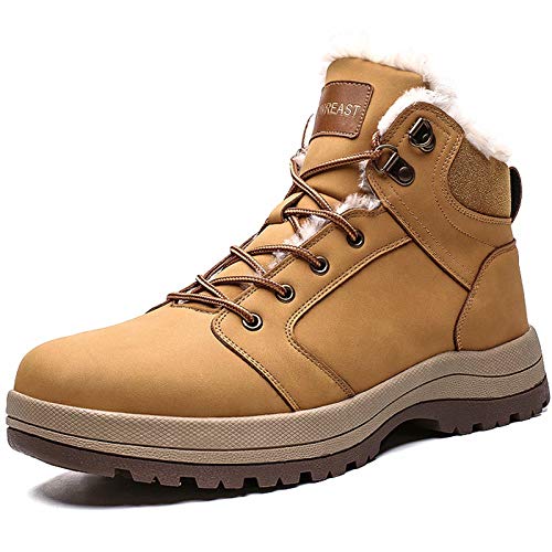 [ZanYeing] 超防寒 ワークブーツ スノーブーツ 23cm-29cm イエローブーツ メンズ 裏起毛 ウィンターブーツ アウトドア レディーズ 綿靴 防水 防滑 ショットブーツ インナークッション マーティンブーツ 裏ボア ハイキングブーツ 雪靴 イエロー 27.5