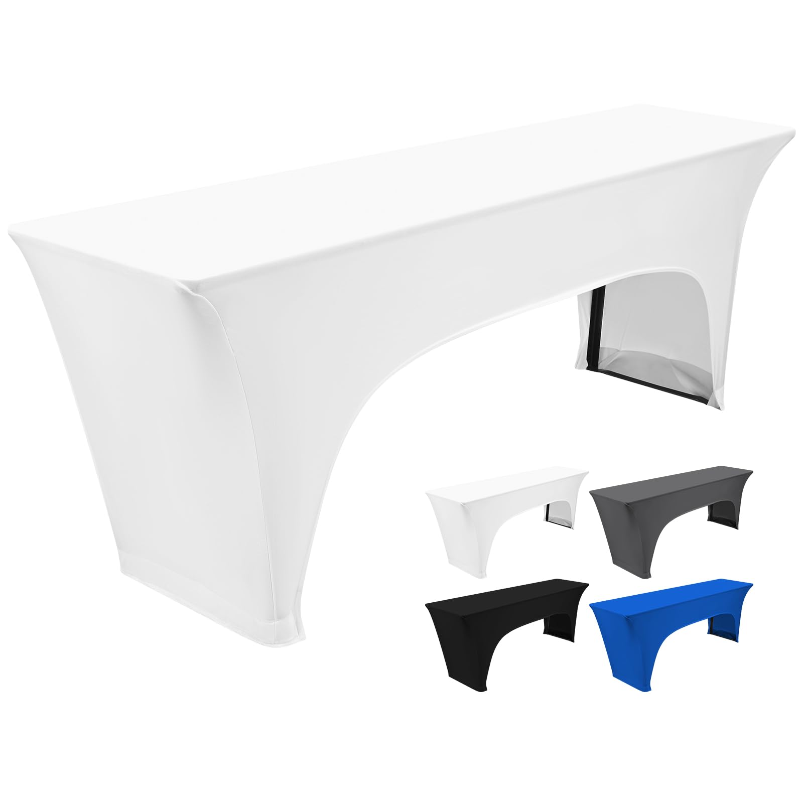 Teruntrue Copritavolo per tavolo da birra, impermeabile, impermeabile, 220 x 50 cm, nella parte inferiore ci sono 4 tasche per piedi, lavabile, per banchetti all'aperto (bianco)