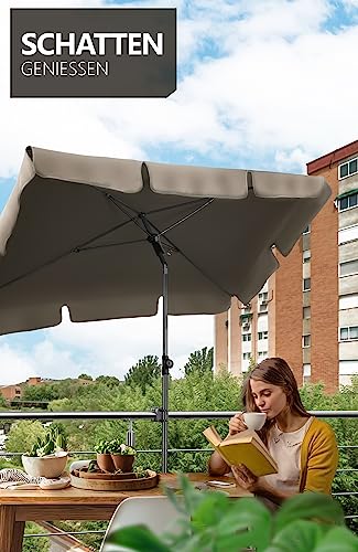 4smile Sonnenschirm Balkon SunnyShade Plus, mit Sonnenschirmhülle - Sonnnenschutz Balkon SET, Taupe - UV50+ Sonnenschirm rechteckig 200 x 125 cm – Bild 4
