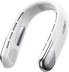 Ventilador de Pescoço Portátil Recarregável, 5 Marchas de Vento, Silencioso e Ajustável para Todos os Format os de Pescoço