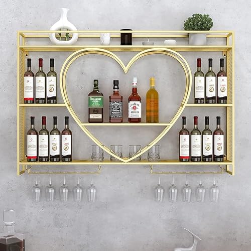 Moderno estante de metal para botellas de vino con soporte de exhibición de vidrio y estantes, color dorado (39 pulgadas)