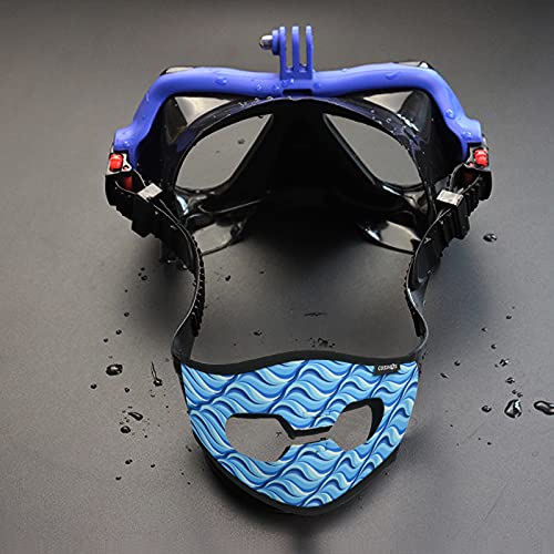 Cosmos 2 Pcs Diving Mask Strap Cover, Neoprene Swim Mask Slap Strap Cover Hair Protector And Snorkel Masks, Dive Wrapping Strap With Rear Blank Design Ideal, Waves Pattern (Blue+Pink), Sportdvrstrap #TOP1
