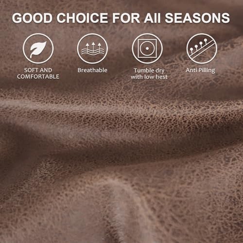 Image of ANARACHON Recliner Chair Covers Leather Look, 4 Pieces Recliner Covers Non Slip, Soft Slipcovers for Large Recliners, Furniture Protector Washable for Pets (1 Seater, 03 Light Brown)