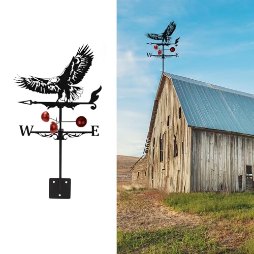 Veleta de Viento de Hierro para Tejado, 13x22 pulgadas Veleta para Montaje en Techo con Forma de Animal, Veleta de Jardín de Granja, Decoración de Jardín Temática, Ornamento para Patio Jardín (Águila)