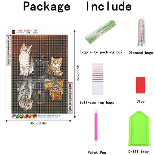 XIATIAN Diamond Art for Adults 5D Diamond Painting Art Kits Adult Cats Tiger Reflections - Image 4