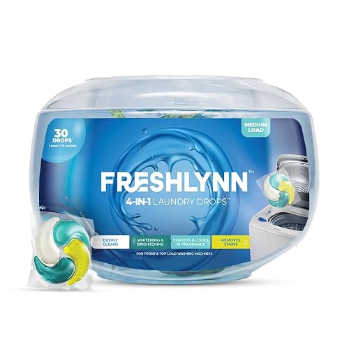 Freshlynn 4-in-1 Laundry Drops - 30 Pcs | For Front & Top Load Machines | Tough on Stains Removal | Freshen, Softens & Brighten Clothes | 1 Drop = 15 Clothes | No Mess, No Measure
