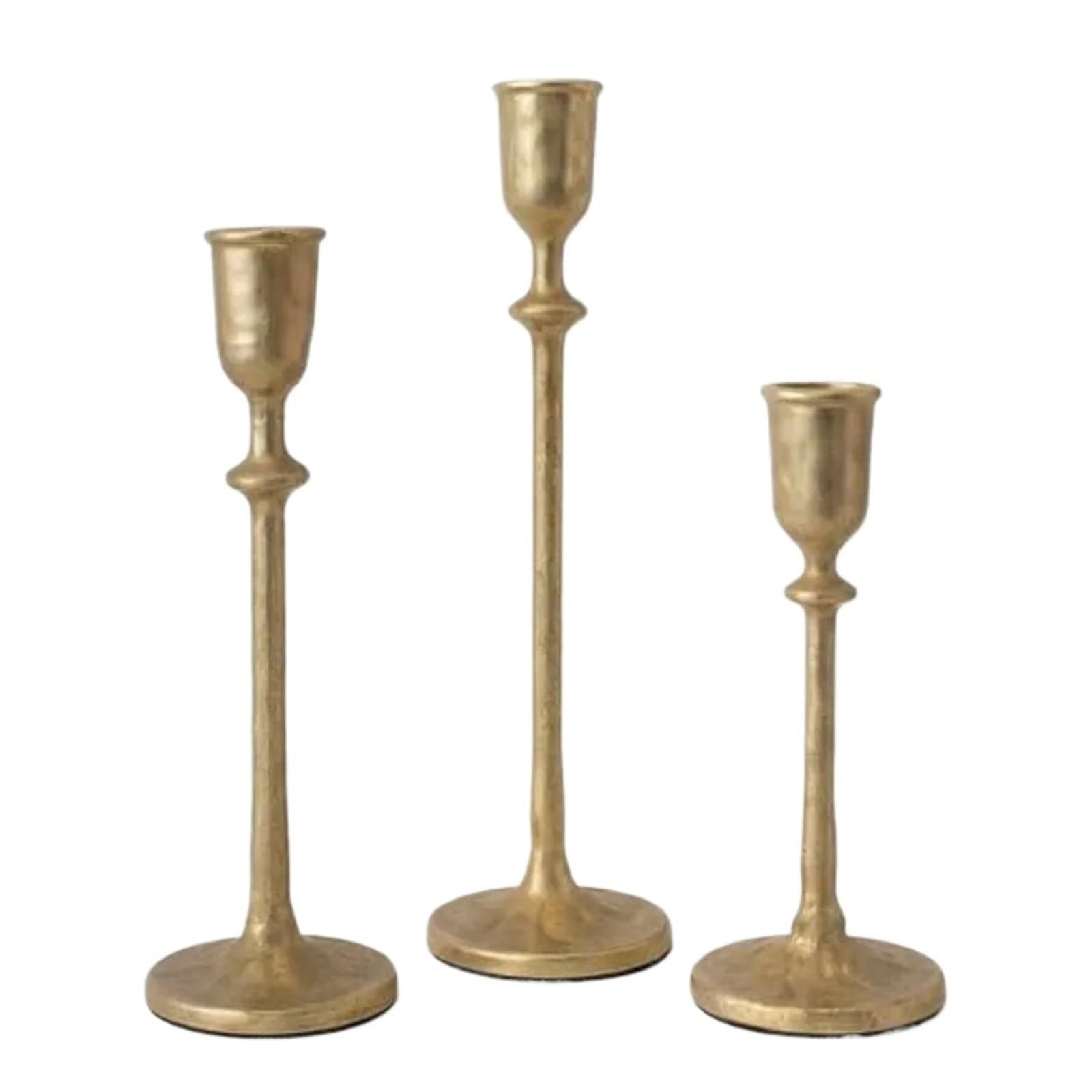 1Set Candlestick Holders Set Of 3, Taper Candle Holder For Dining Table Centerpiece, Wedding, Fireplace Mantel Dec For Desktop Decoration(Gold)