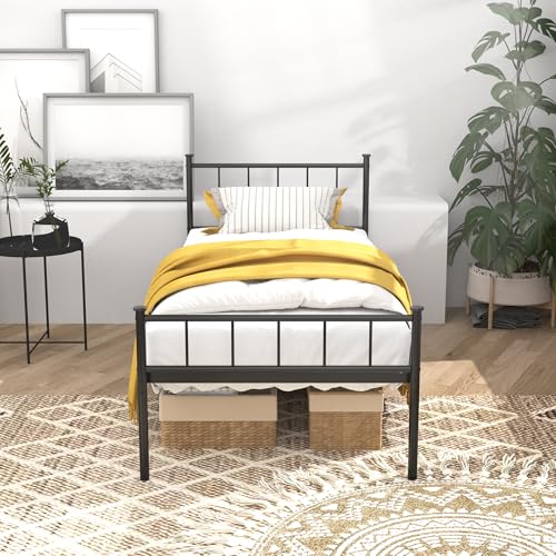 LUBEDCY Queen Metal Platform Bed Frame, Victorian Vintage Style, Wrought