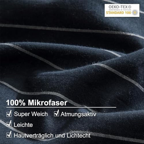 Lanqinglv Bettwäsche 135x200 cm Gestreift Marineblau Weiß Streifen Muster – Ansicht 5