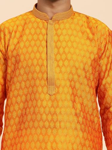 Image of AMAZON BRAND - Aanrva Men's Silk Blend Kurta Pajama Set | Traditional Indian Ethnic Wear for Wedding, Festival, Puja & Party