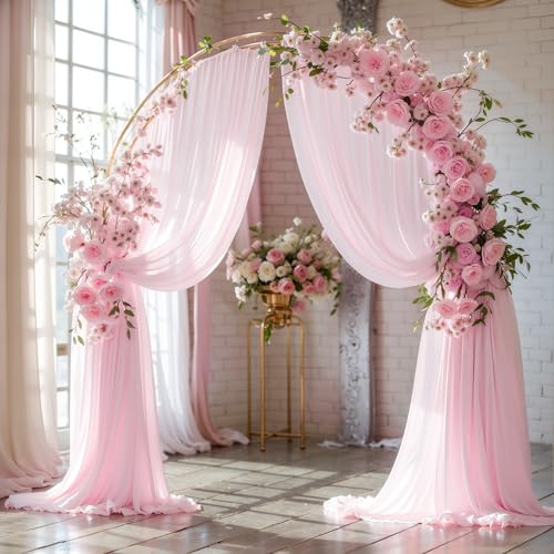 Wedding Arch Draping Fabric 2 Panels 18Ft Blush Chiffon Fabric Drapes Arbor Drapery for Wedding Ceremony Reception Swag Decorations by PARTISKY - Image 7