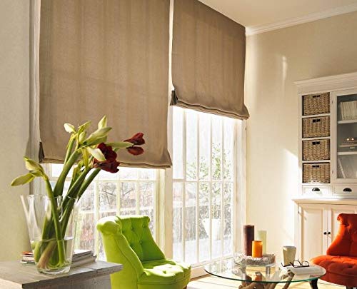 Estor Plegable Estor Romano plagable a Medida con riel Medidas Ancho x Alto 100/120/140 x 180 cm, Color Blanco - Lino - Cuerda - Gris (Lino 13 100x180 cm)