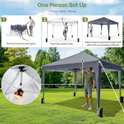 Driftalia Gazebo with Sides 3m x 3m, Waterproof Pop Up Gazebo with 4 Sandbags and Carry Bag for Parties, Camping, Commercial Events - Dark Grey - Image 2