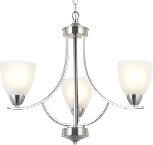 VINLUZ Candelabros contemporáneos de 3 luces de níquel cepillado, lámparas modernas para colgar en el techo, iluminación colgante clásica para
